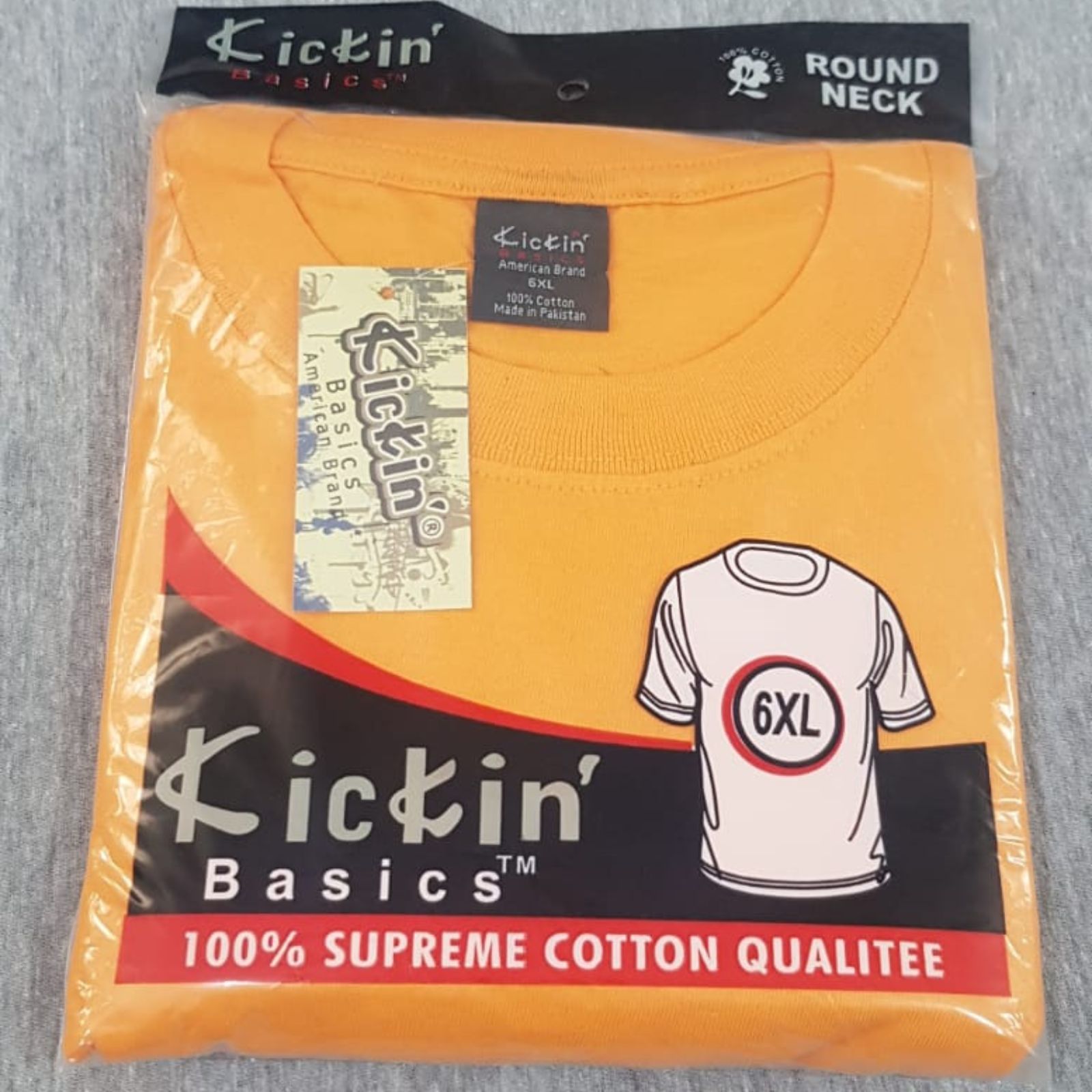 Supreme Kickin' Basic Short Sleeve Round Neck Cotton Orange T Shirt