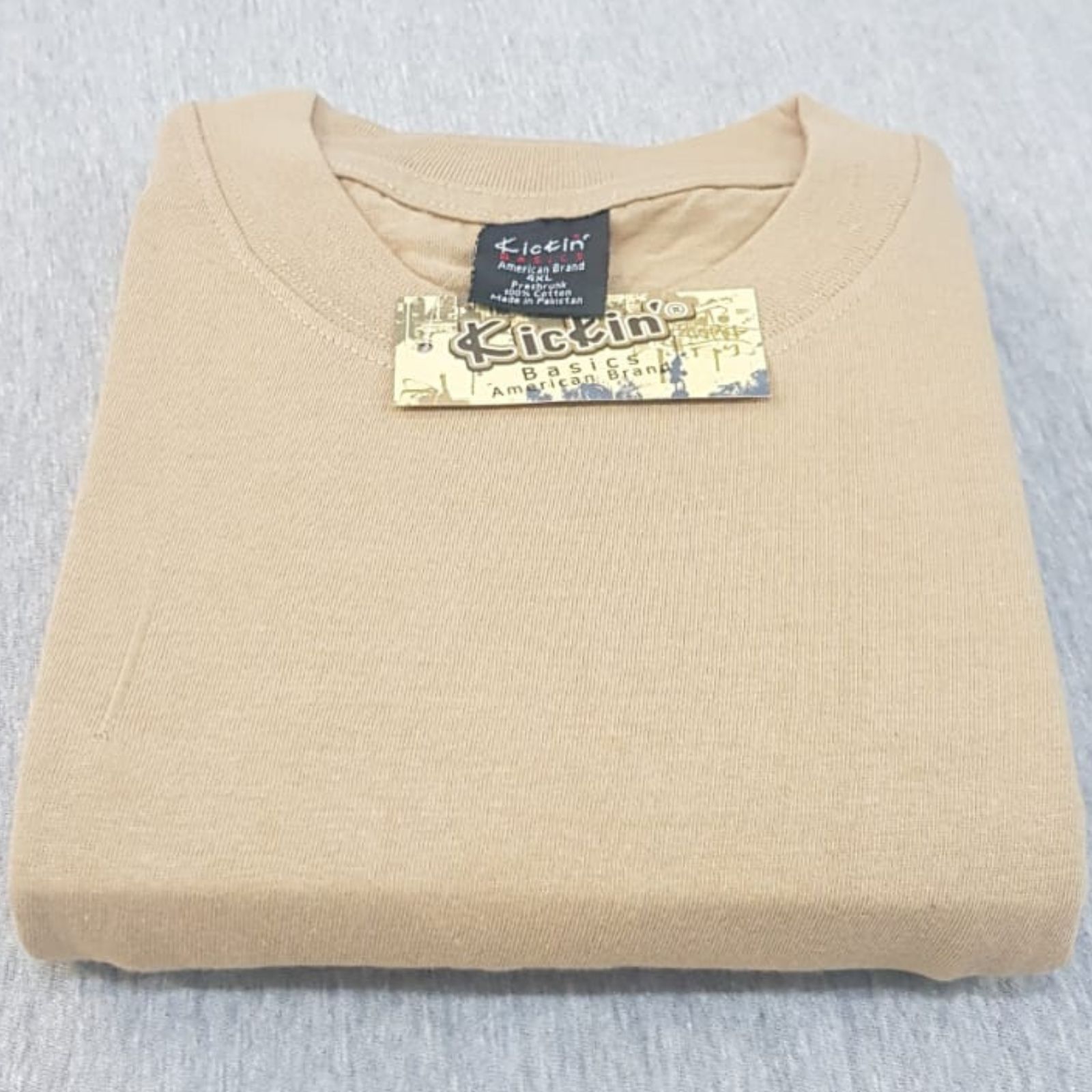 Supreme Kickin' Basic Short Sleeve Round Neck Cotton Clay Khaki T Shirt