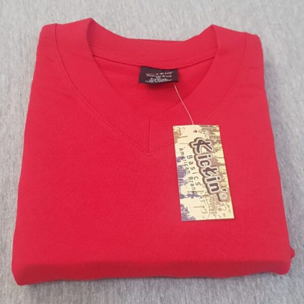 Supreme Kickin' Basic Short Sleeve V Neck Cotton Red T Shirt