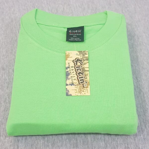 Supreme Kickin' Basic Short Sleeve Round Neck Cotton Lime Green T Shirt