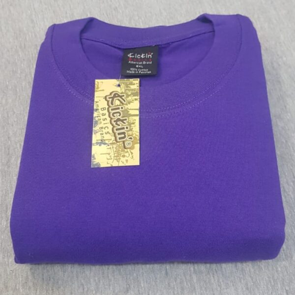 Supreme Kickin' Basic Short Sleeve Round Neck Cotton Purple T Shirt
