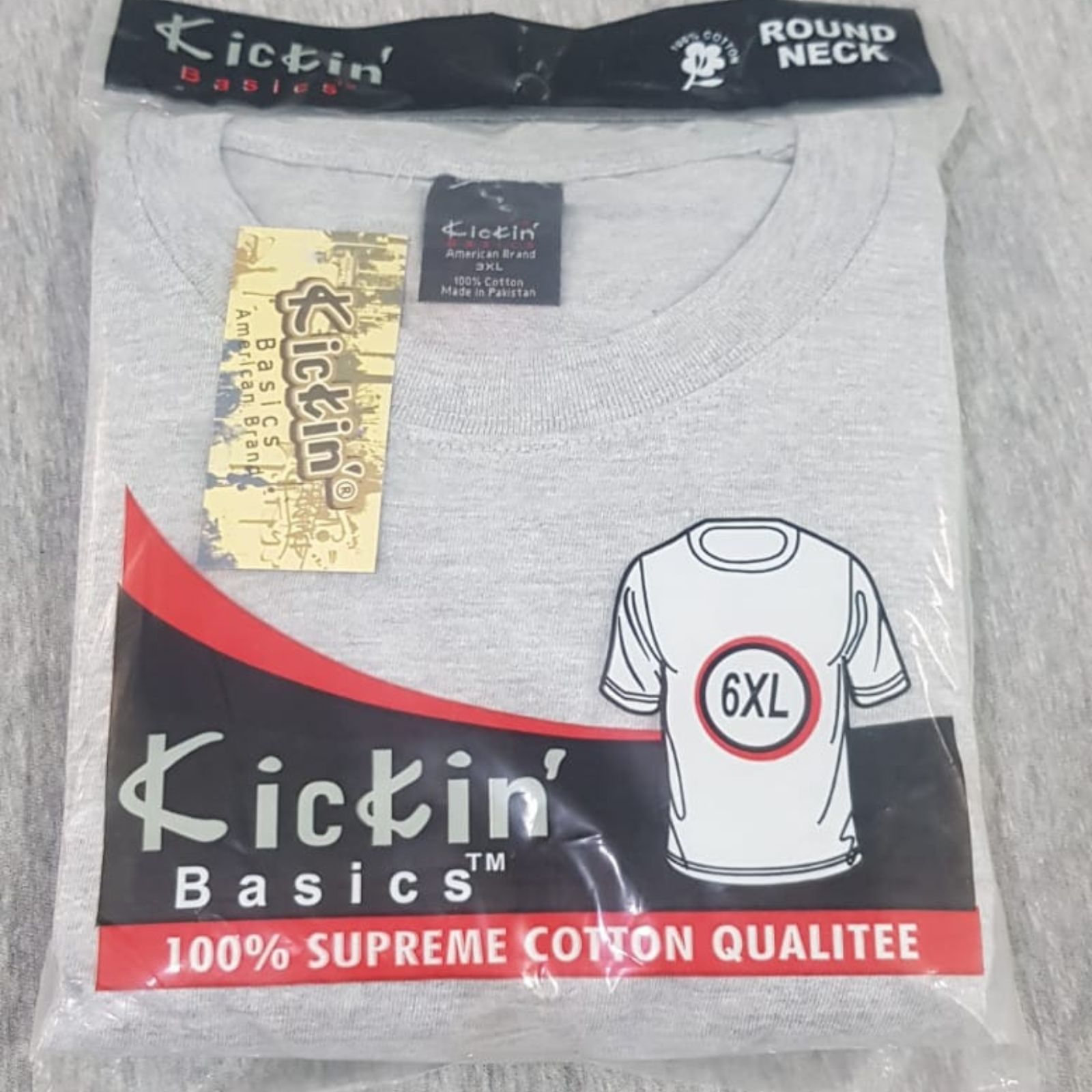 Supreme Kickin' Basic Short Sleeve Round Neck Cotton Gray T Shirt