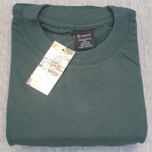Supreme Kickin' Basic Short Sleeve Round Neck Cotton Dark Green T Shirt