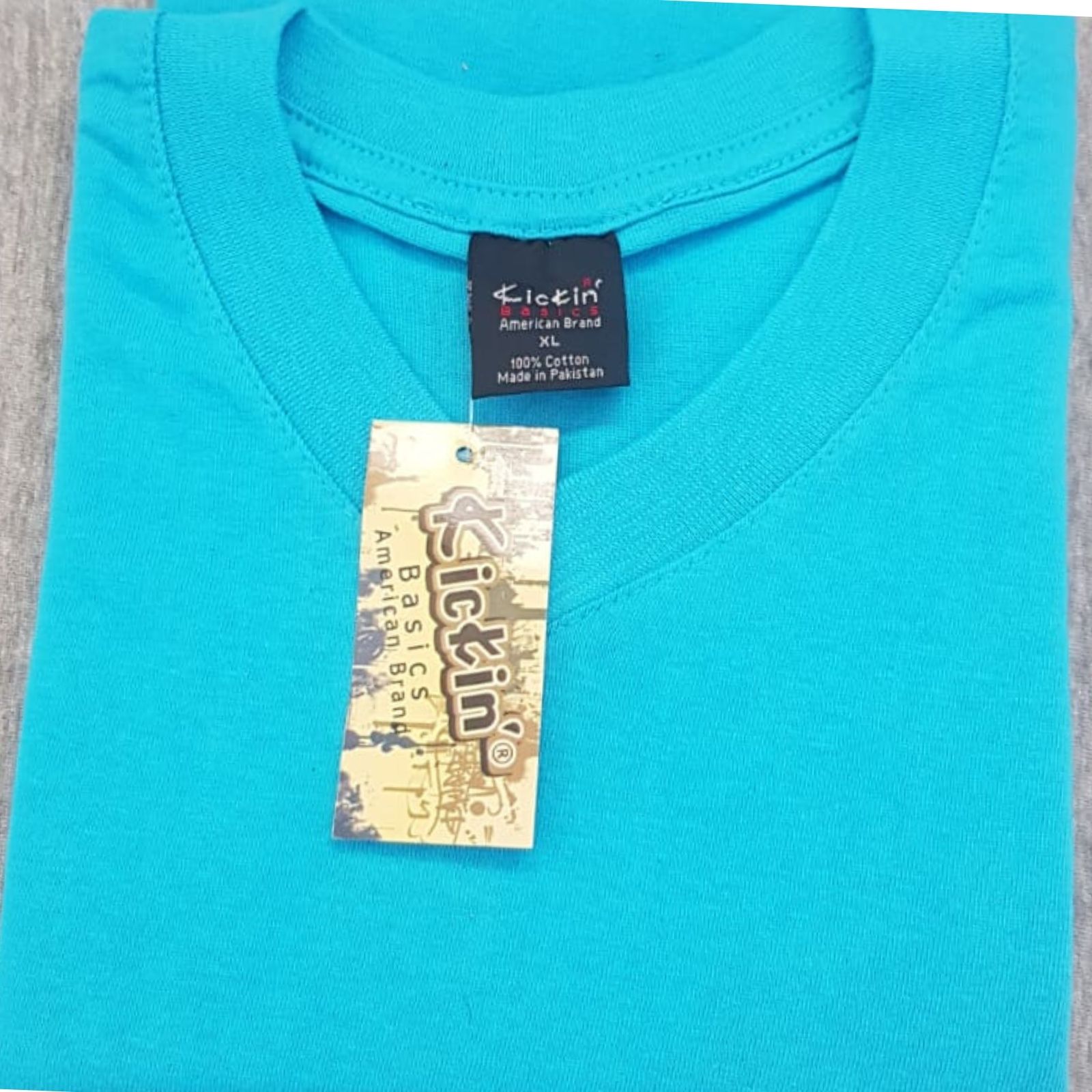 Supreme Kickin' Basic Short Sleeve V Neck Cotton Turquse  T Shirt