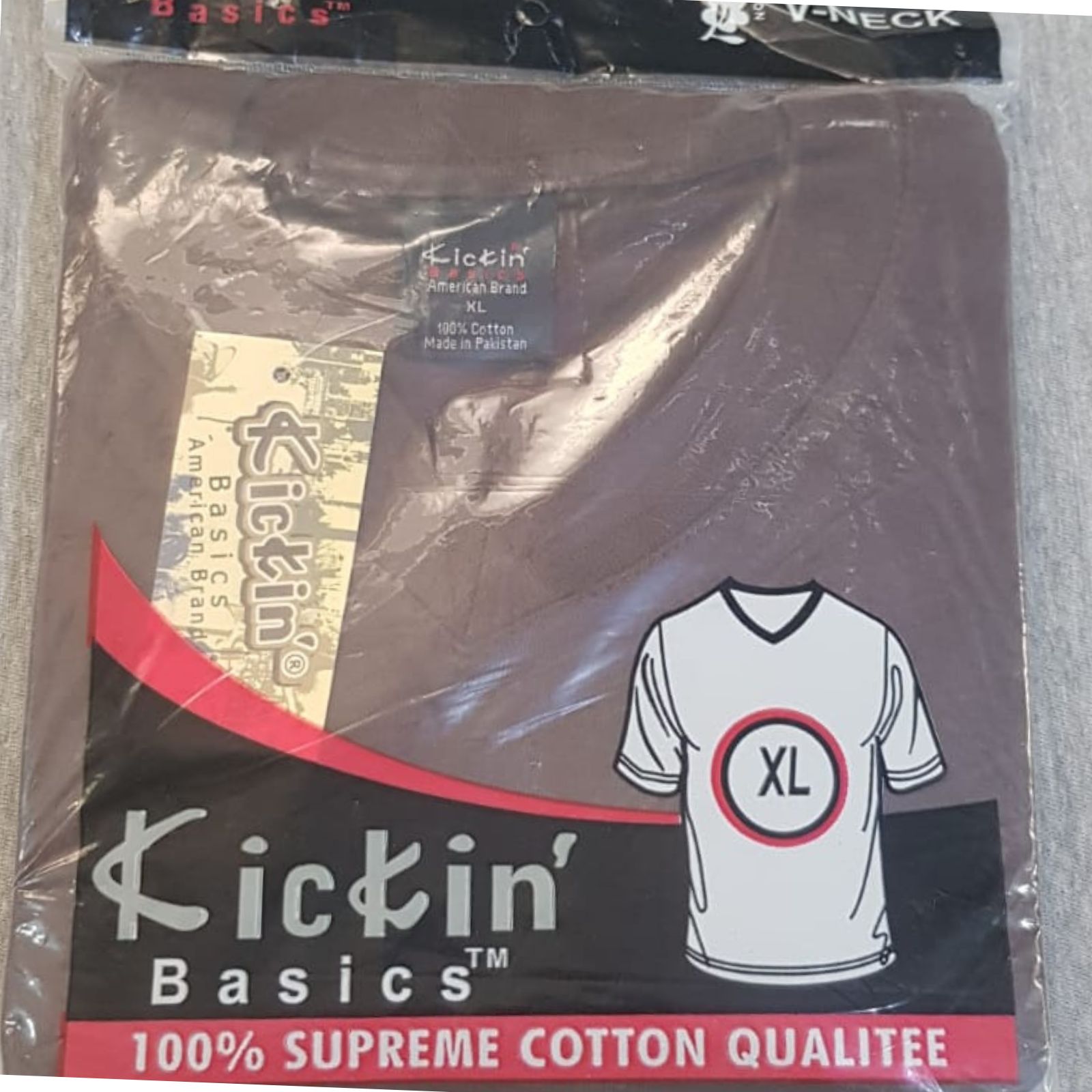 Supreme Kickin' Basic Short Sleeve V Neck Cotton Brown T Shirt