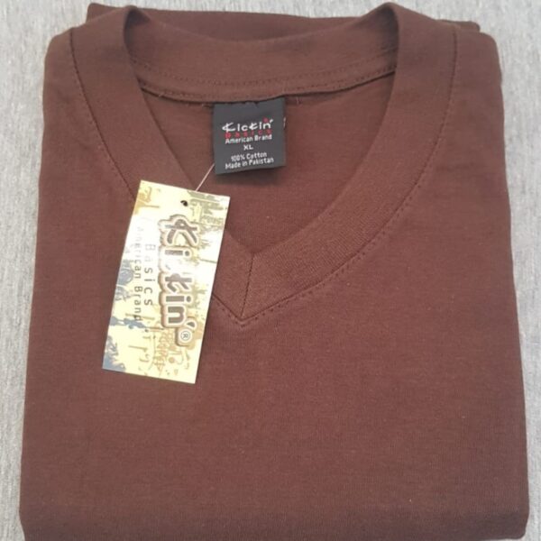 Supreme Kickin' Basic Short Sleeve V Neck Cotton Brown T Shirt