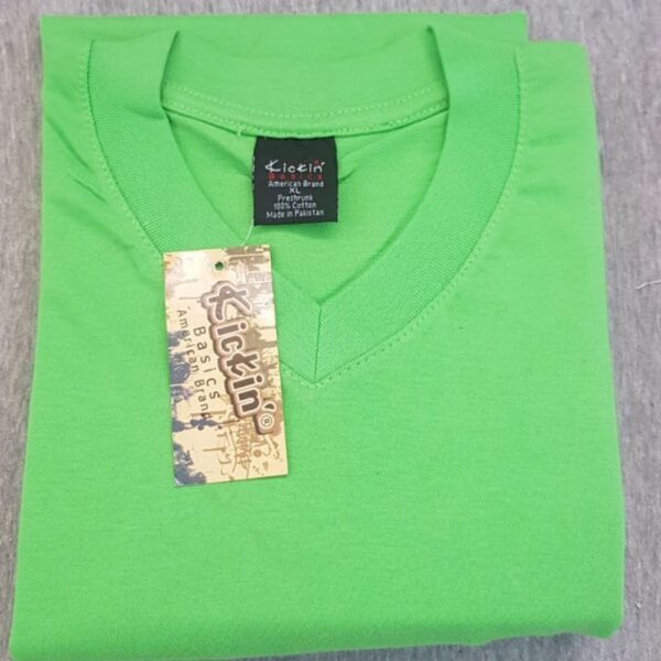 Supreme Kickin' Basic Short Sleeve V Neck Cotton 100% Cotton lime Green T Shirt