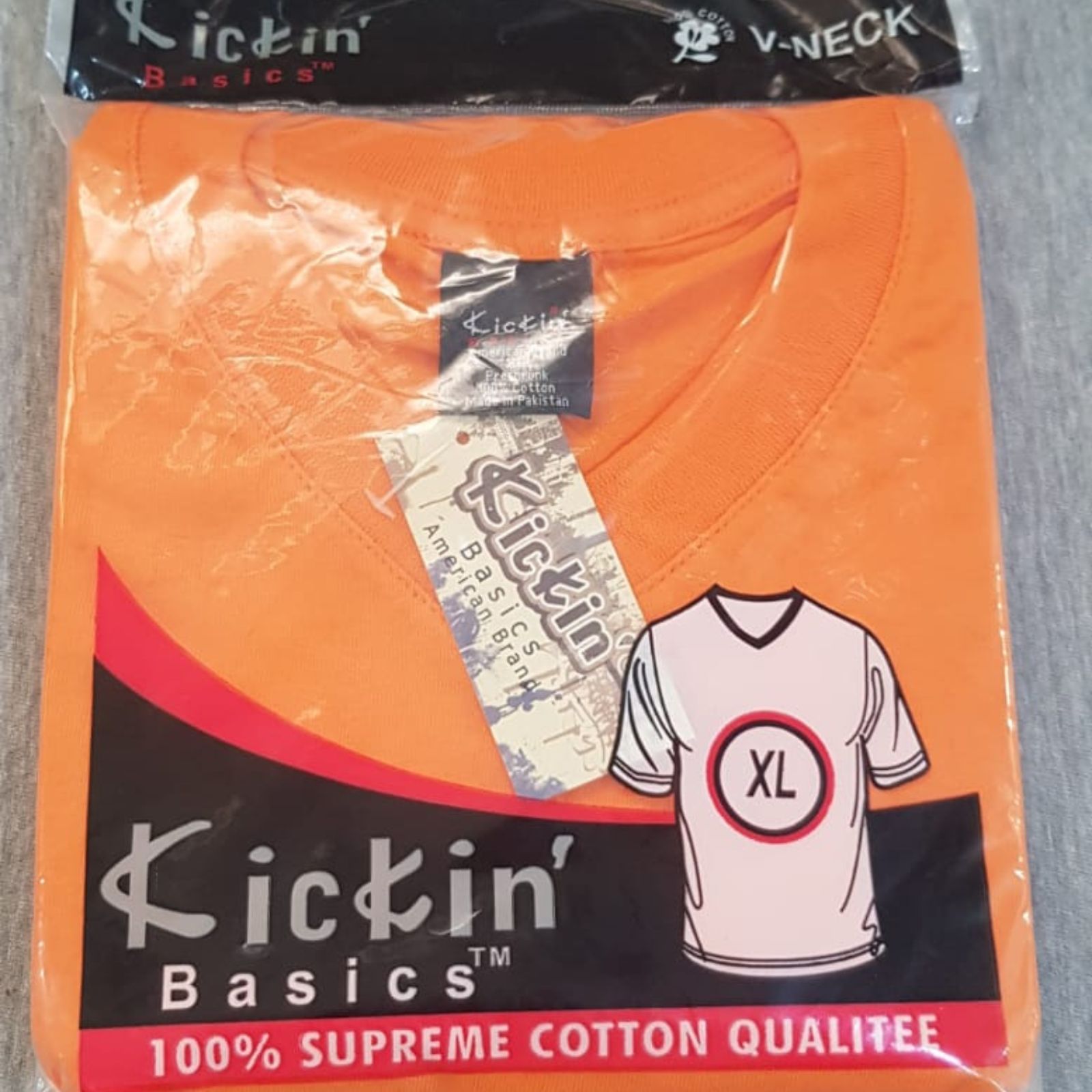 Supreme Kickin' Basic Short Sleeve V Neck Cotton Orange T Shirt
