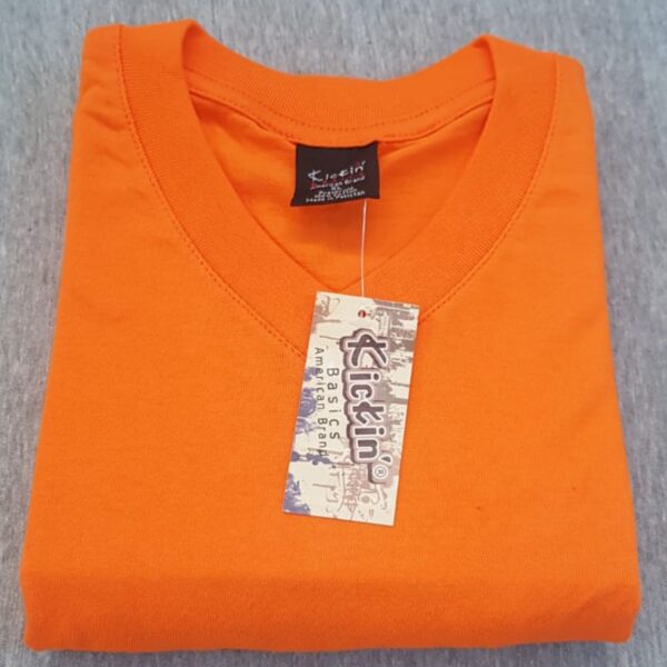 Supreme Kickin' Basic Short Sleeve V Neck Cotton Orange T Shirt