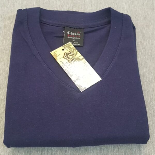 Supreme Kickin' Basic Short Sleeve V Neck Cotton Navy Blue T Shirt