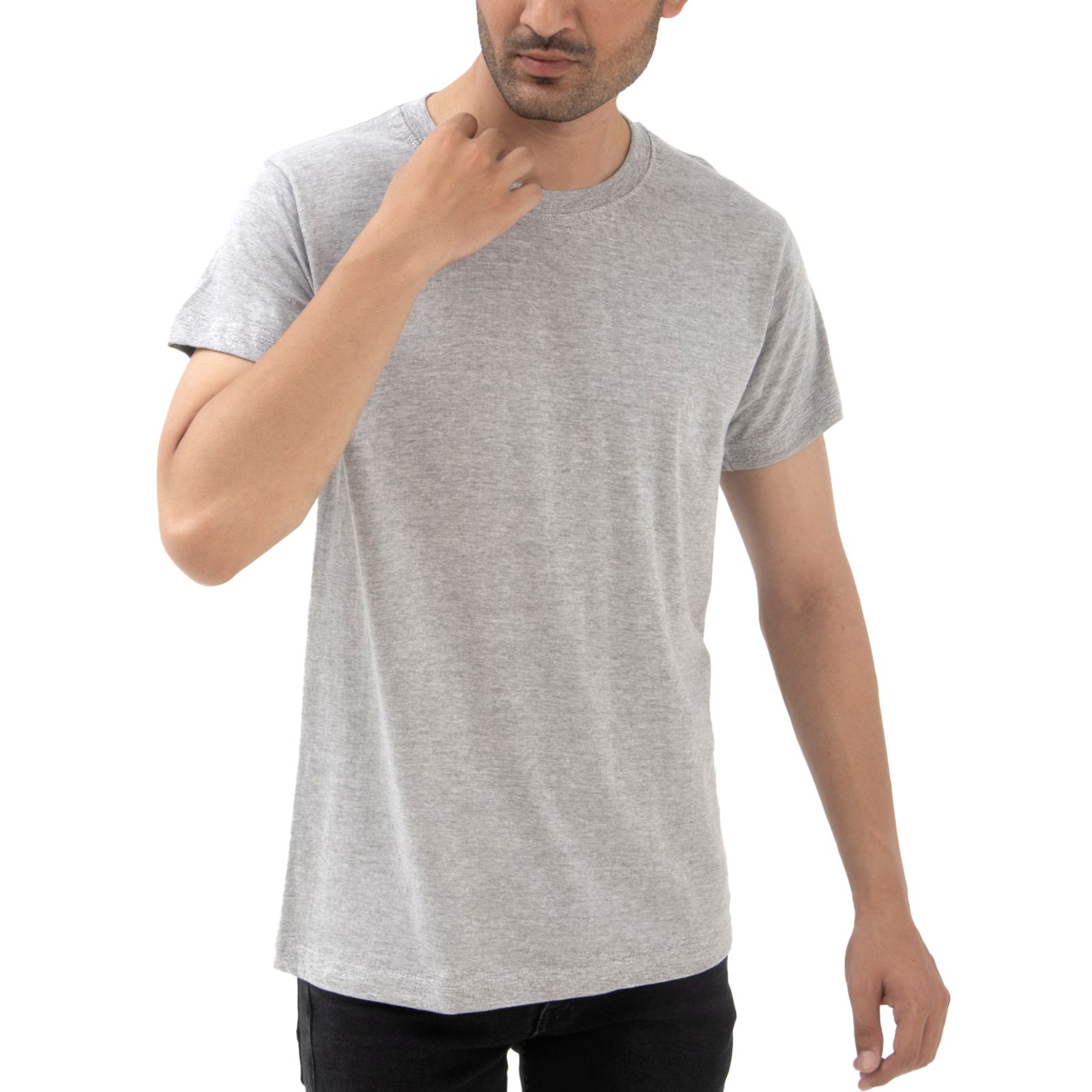 Supreme Kickin' Basic Short Sleeve Round Neck Cotton Gray T Shirt