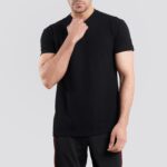 Supreme Urban Connection Short Sleeve V Neck Cotton Black T Shirt