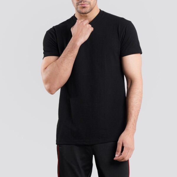Supreme Urban Connection Short Sleeve V Neck Cotton Black T Shirt