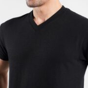 Supreme Short Sleeve V Neck Cotton Black T Shirt