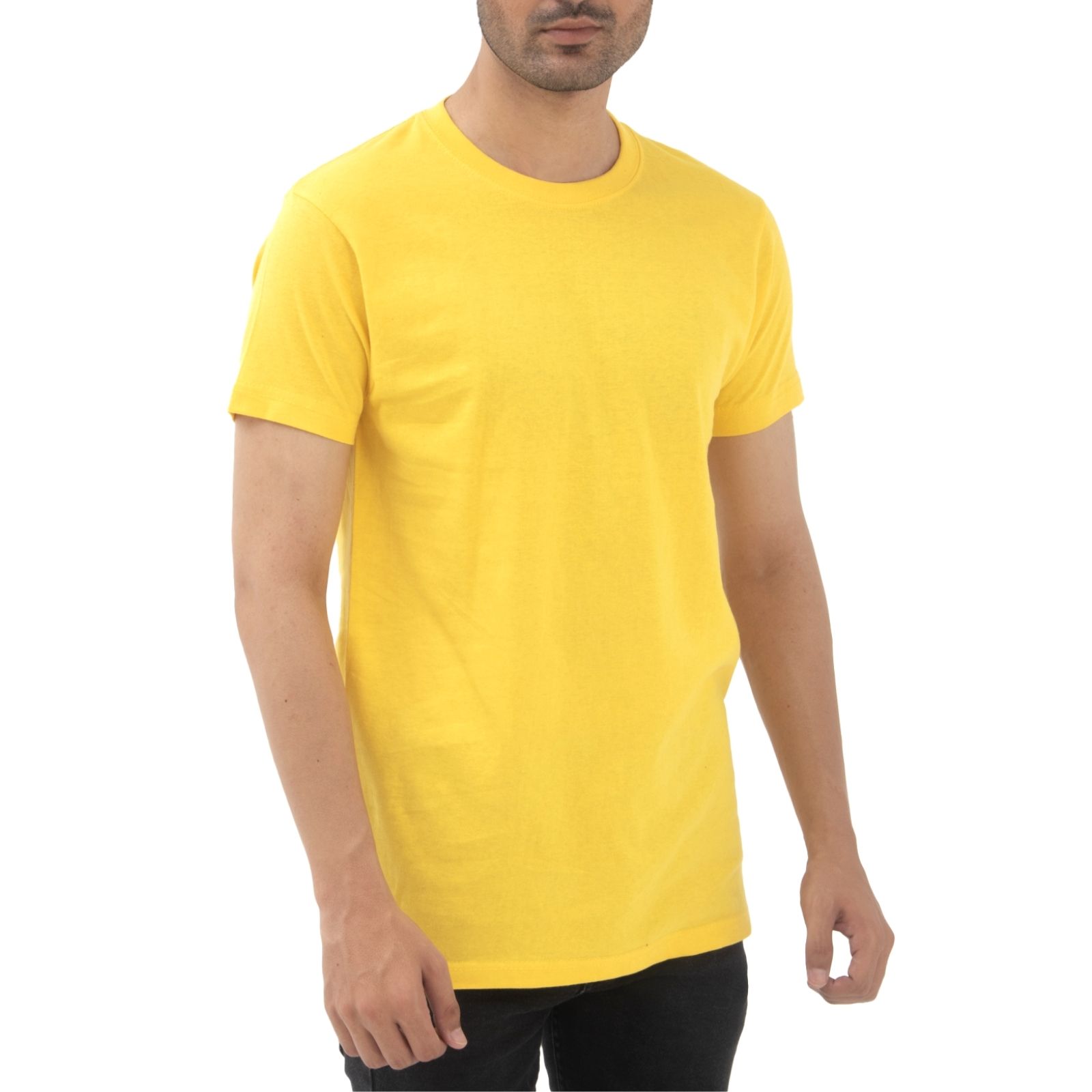 Supreme Kickin' Basic Short Sleeve Round Neck Cotton Bold Yellow T Shirt