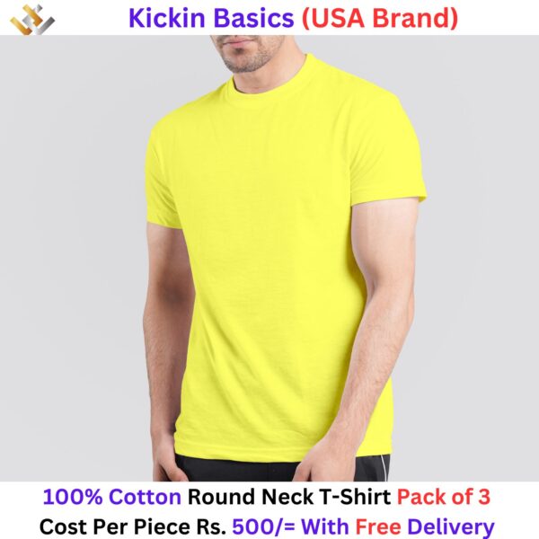 Supreme Kickin' Basic Short Sleeve Round Neck 100% Cotton T Shirt Pack of 3