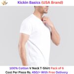 Supreme Kickin' Basic Short Sleeve V Neck 100%  Cotton T Shirt Pack of 6