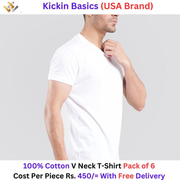 Supreme Kickin' Basic Short Sleeve V Neck 100%  Cotton T Shirt Pack of 6