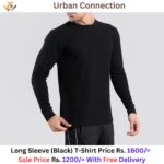 Premium Urban Connection Long Sleeve 60% Cotton & 40% Polyester Black T Shirt