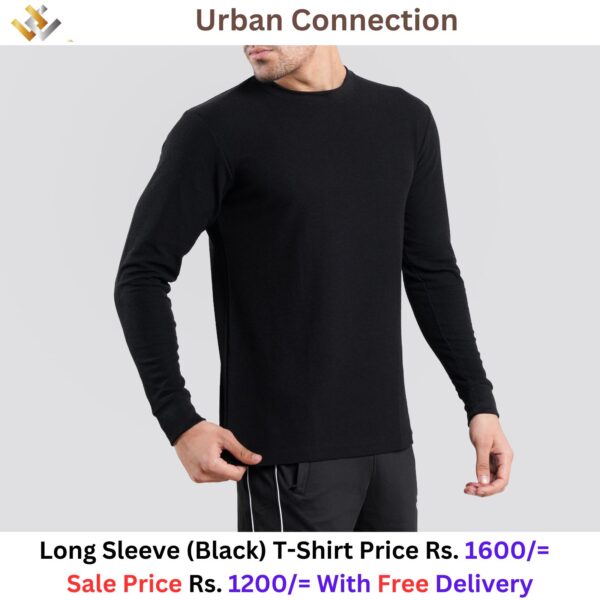 Premium Urban Connection Long Sleeve 60% Cotton & 40% Polyester Black T Shirt