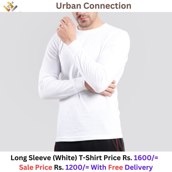 Premium Urban Connection Long Sleeve 60% Cotton & 40% Polyester White T Shirt