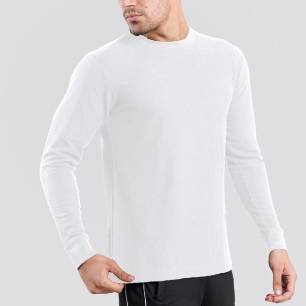 Premium Urban Connection Long Sleeve Mini Thermal 60% Cotton & 40% Polyester White T Shirt
