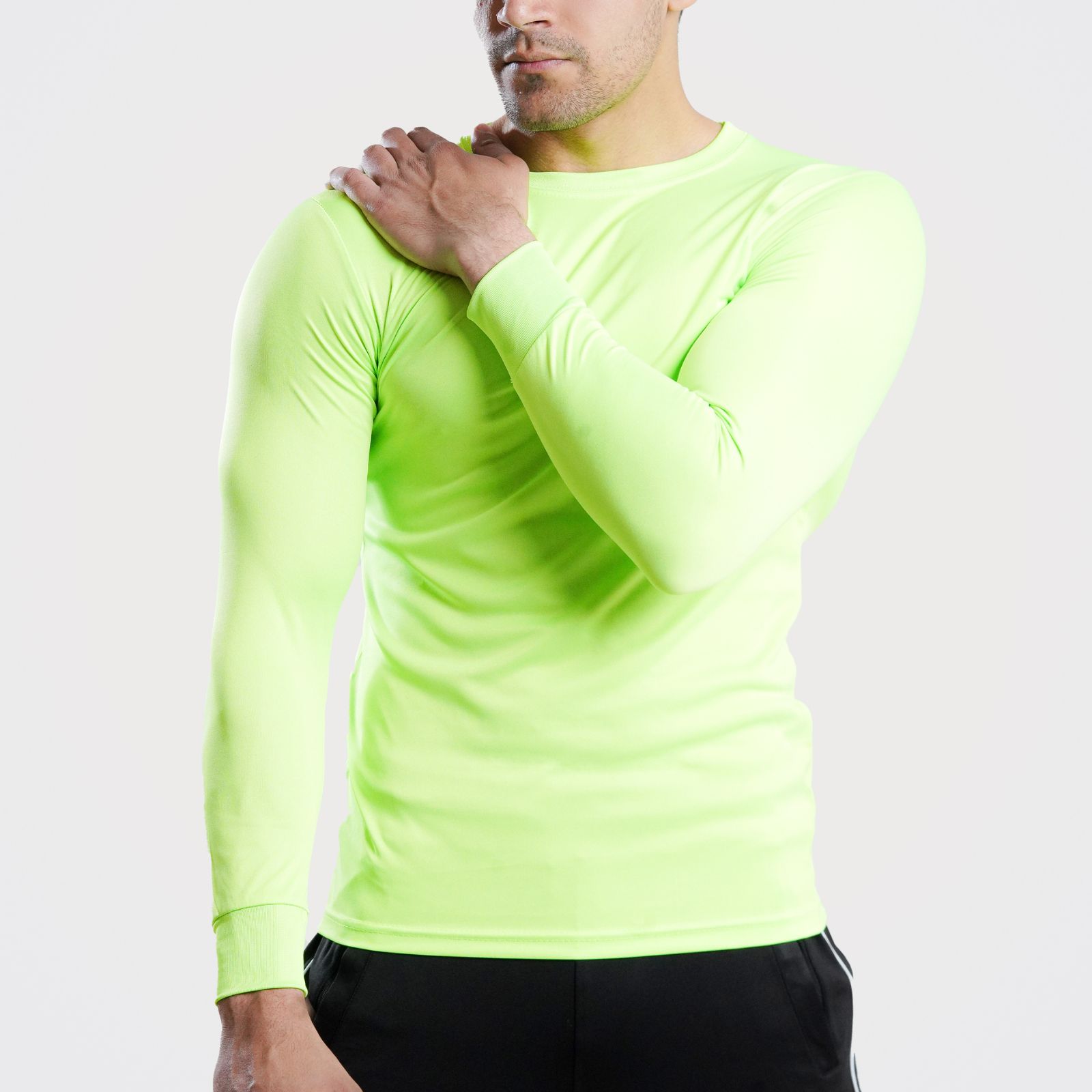 Long Sleeve Neon Green Dry Fit 100% Polyster Shirt
