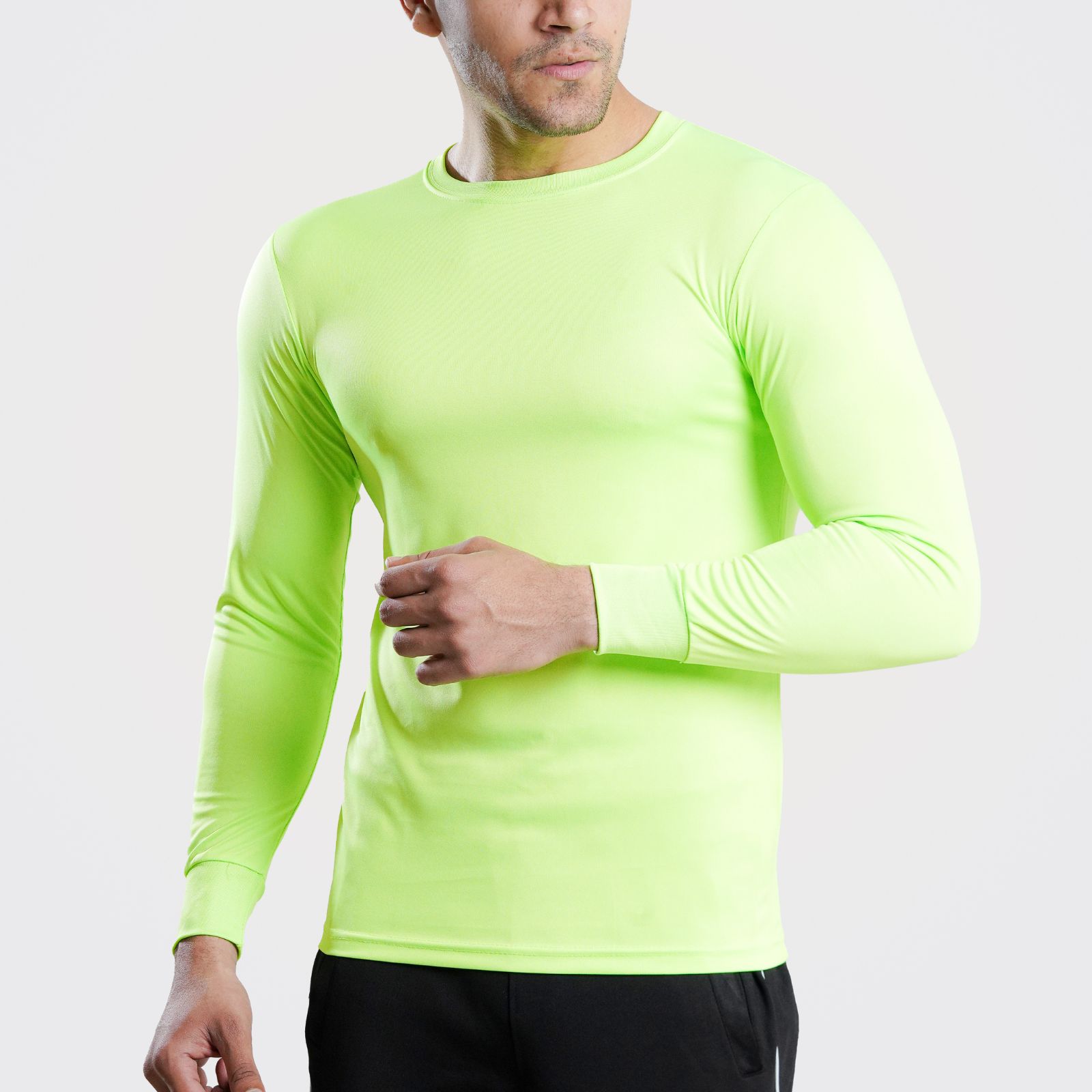 Long Sleeve Neon Green Dry Fit 100% Polyster Shirt