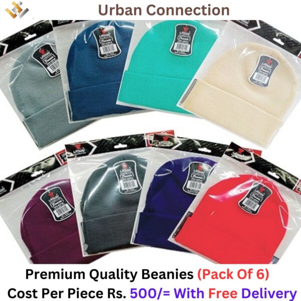 Solid Acrylic Knit Beanies Pack Of 6