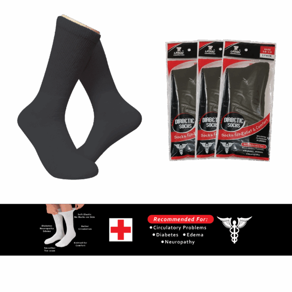 DABETIC BLACK SOCK-01