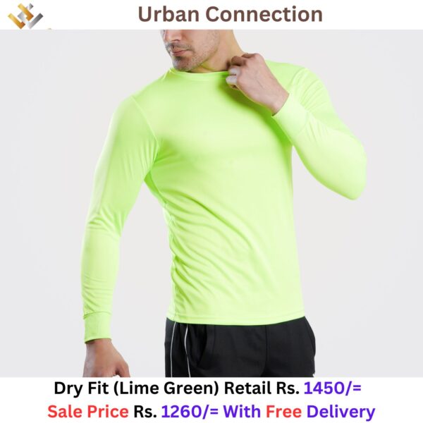 Long Sleeve Neon Green Dry Fit 100% Polyster Shirt