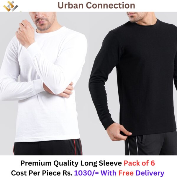 Premium Urban Connection Long Sleeve 60% Cotton & 40% Polyester T Shirt Pack Of 6