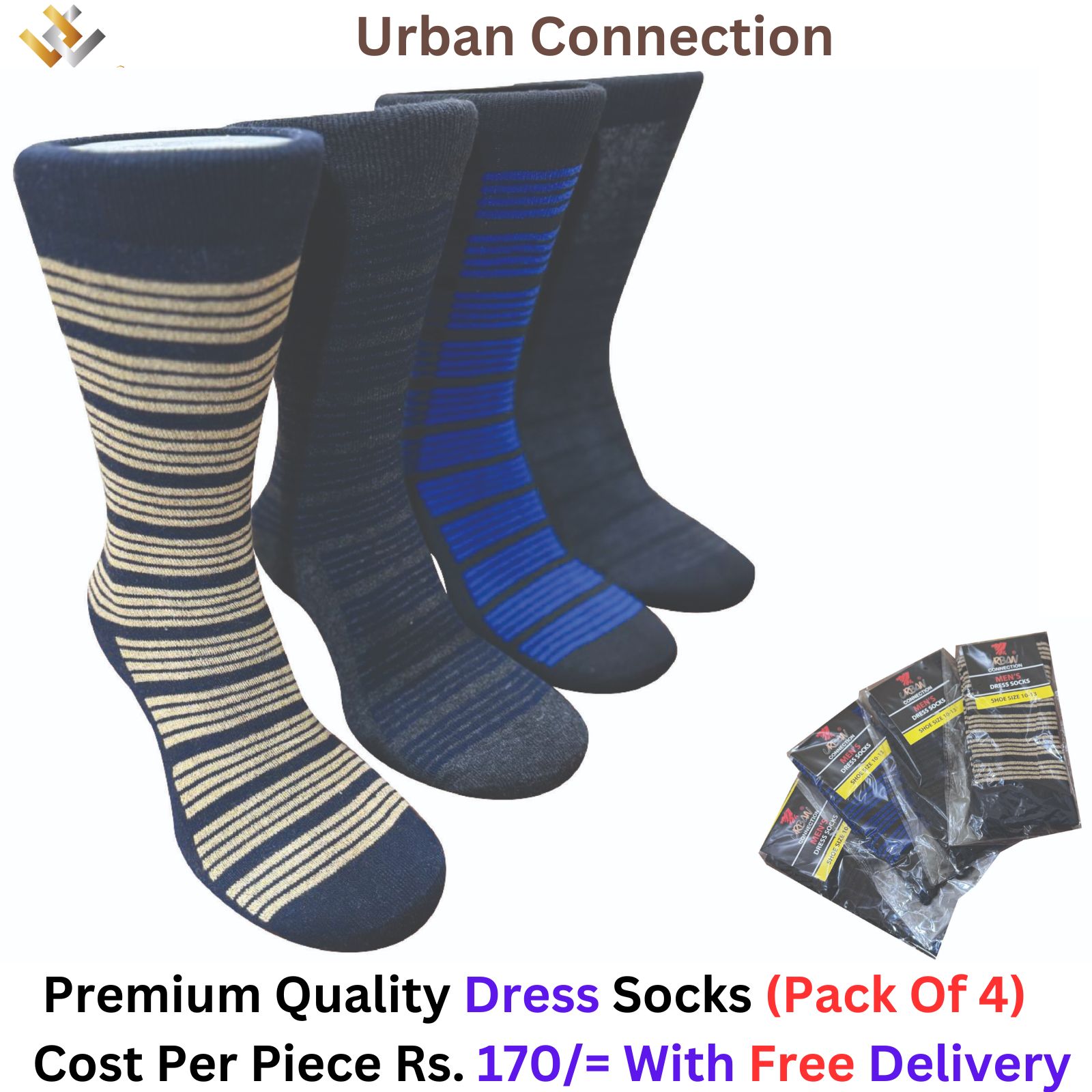 Striped Dress Socks Pack OF 4