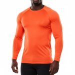 Long Sleeve Neon Orange Dry Fit 100% Polyster Shirts