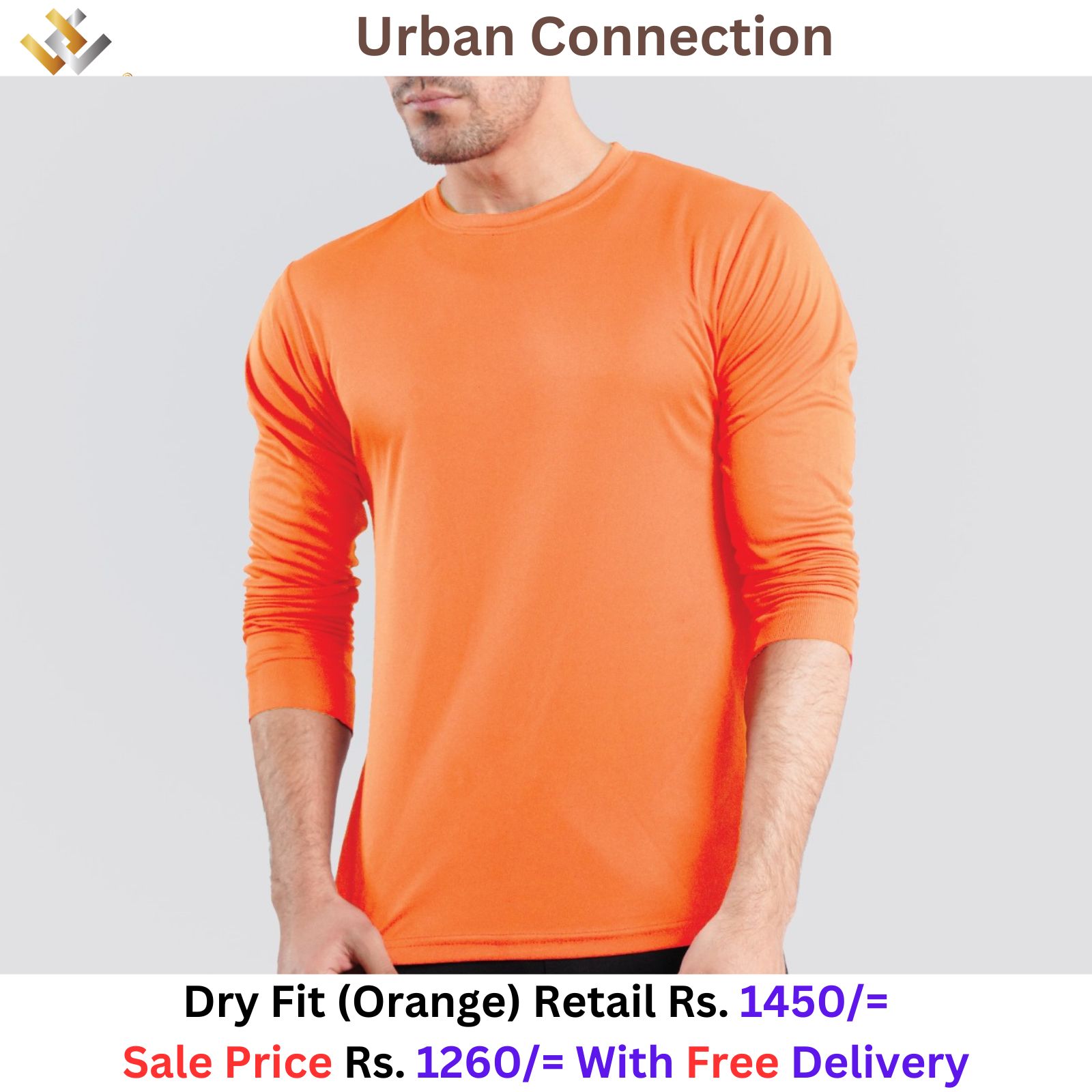 Long Sleeve Neon Orange Dry Fit 100% Polyster Shirts