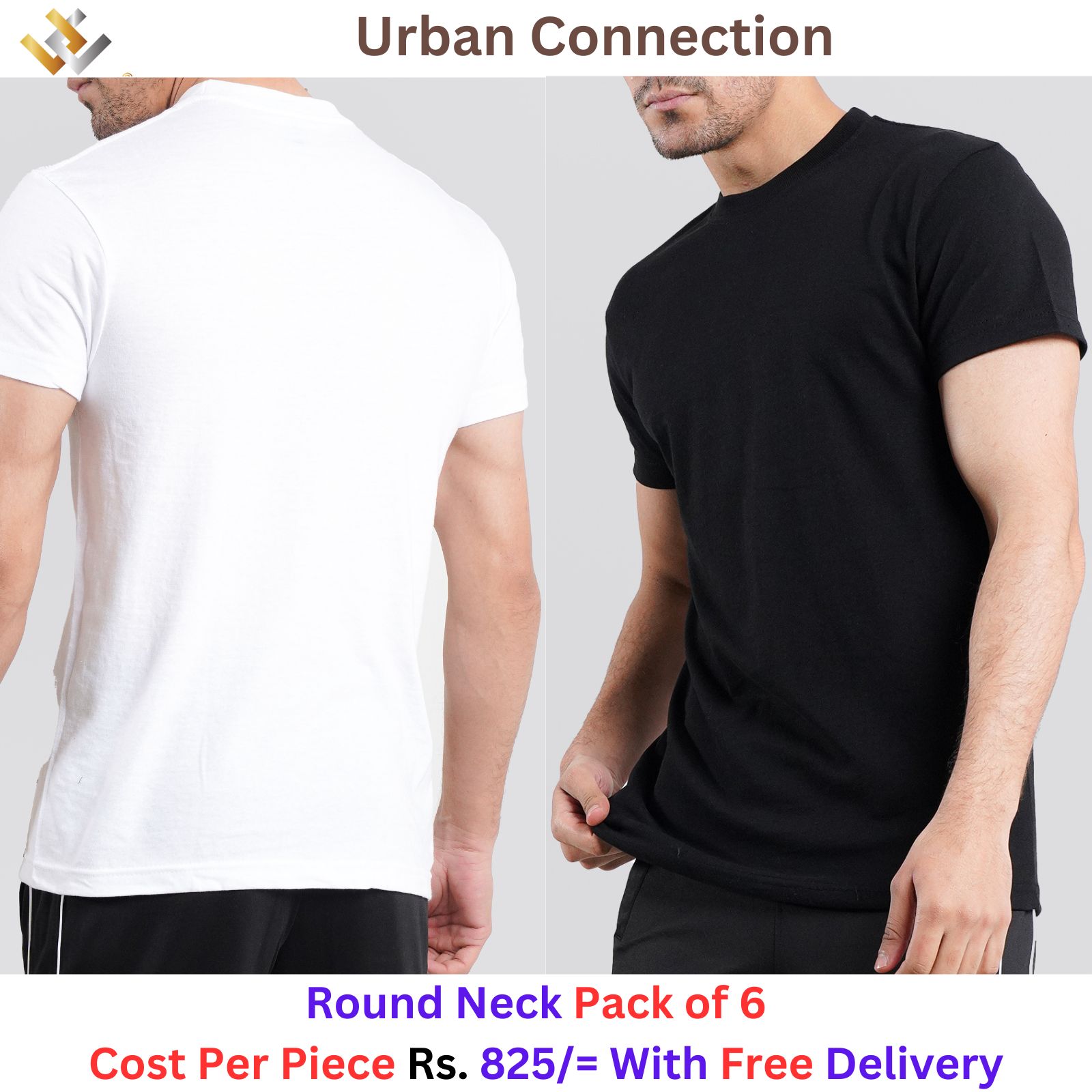 Supreme Urban Connection Short Sleeve Round Neck 40% Cotton 60% Polyster T Shirt Pack Of 6