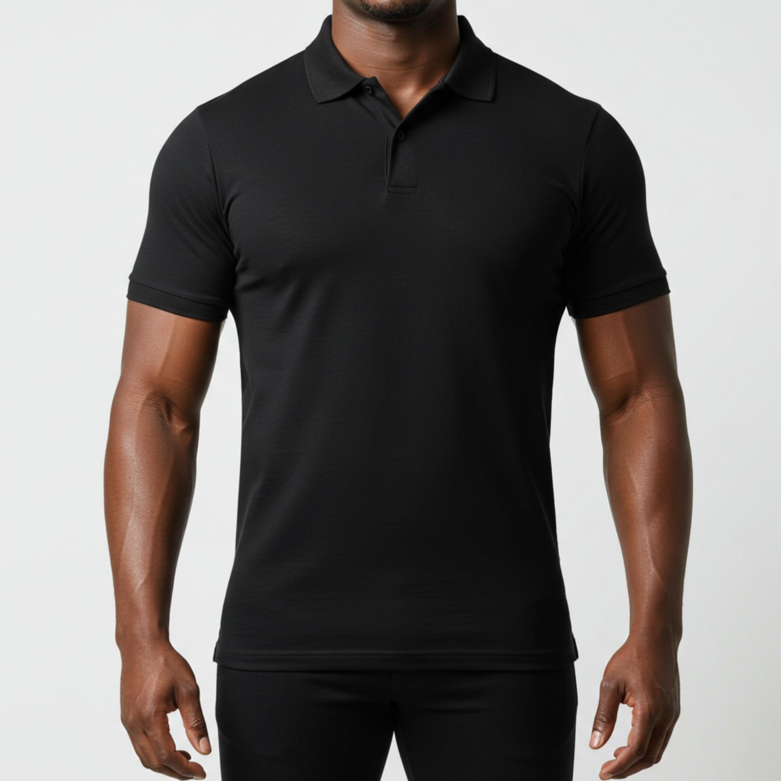 Supreme Urban Connection  Short Sleeve Round Neck Cotton Black Polo Shirts