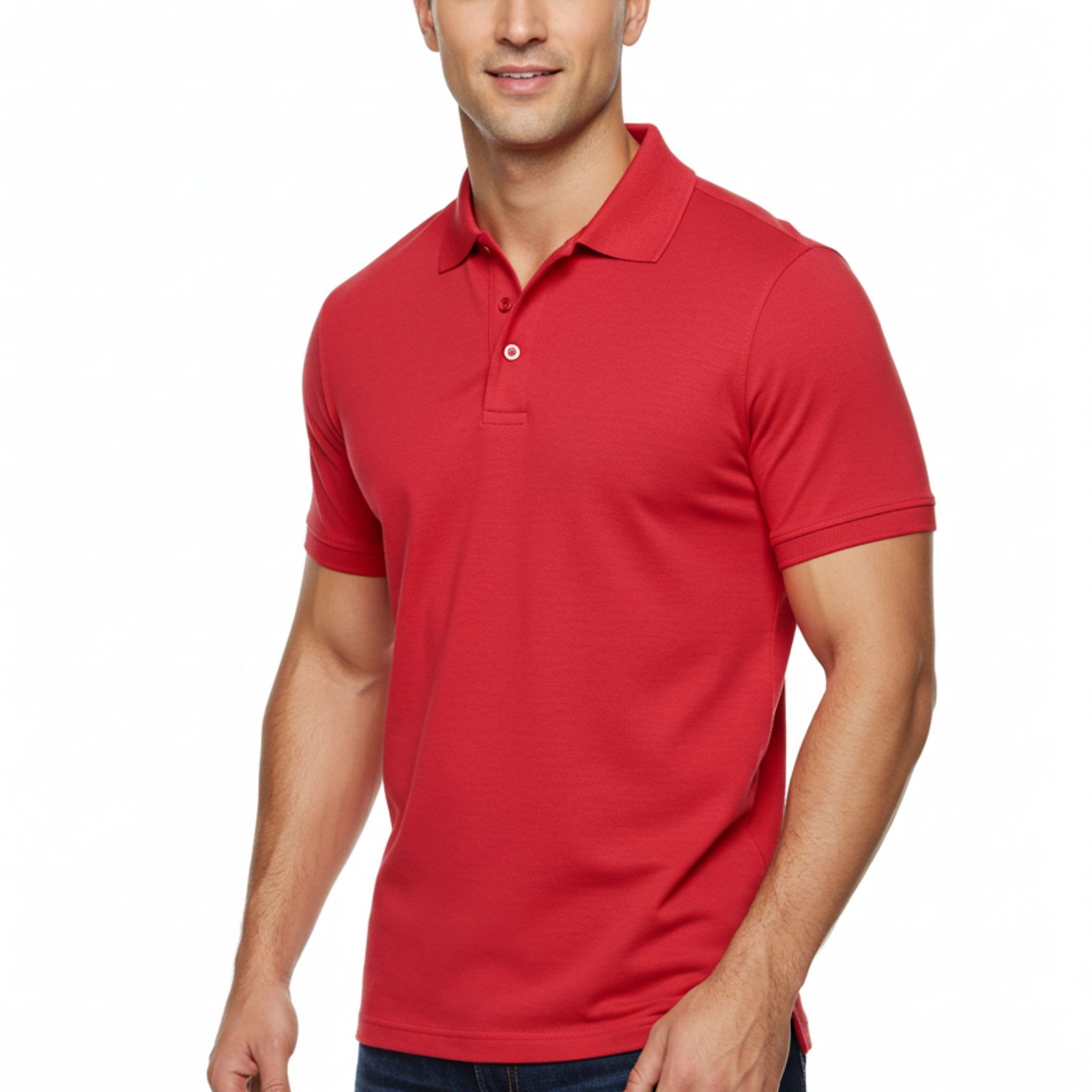Supreme Urban Connection  Short Sleeve Round Neck Cotton Red Polo Shirts